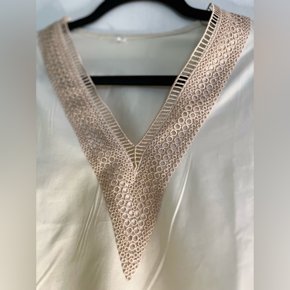 Cream and ivory short sleeve blouse